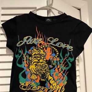 Urban Outfitters Black Tiger Graphic Baby Tee